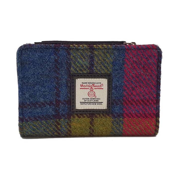 Bolsa com Fecho de Correr Harris Tweed Xadrez Azul/Rosa por atacado de maccessori