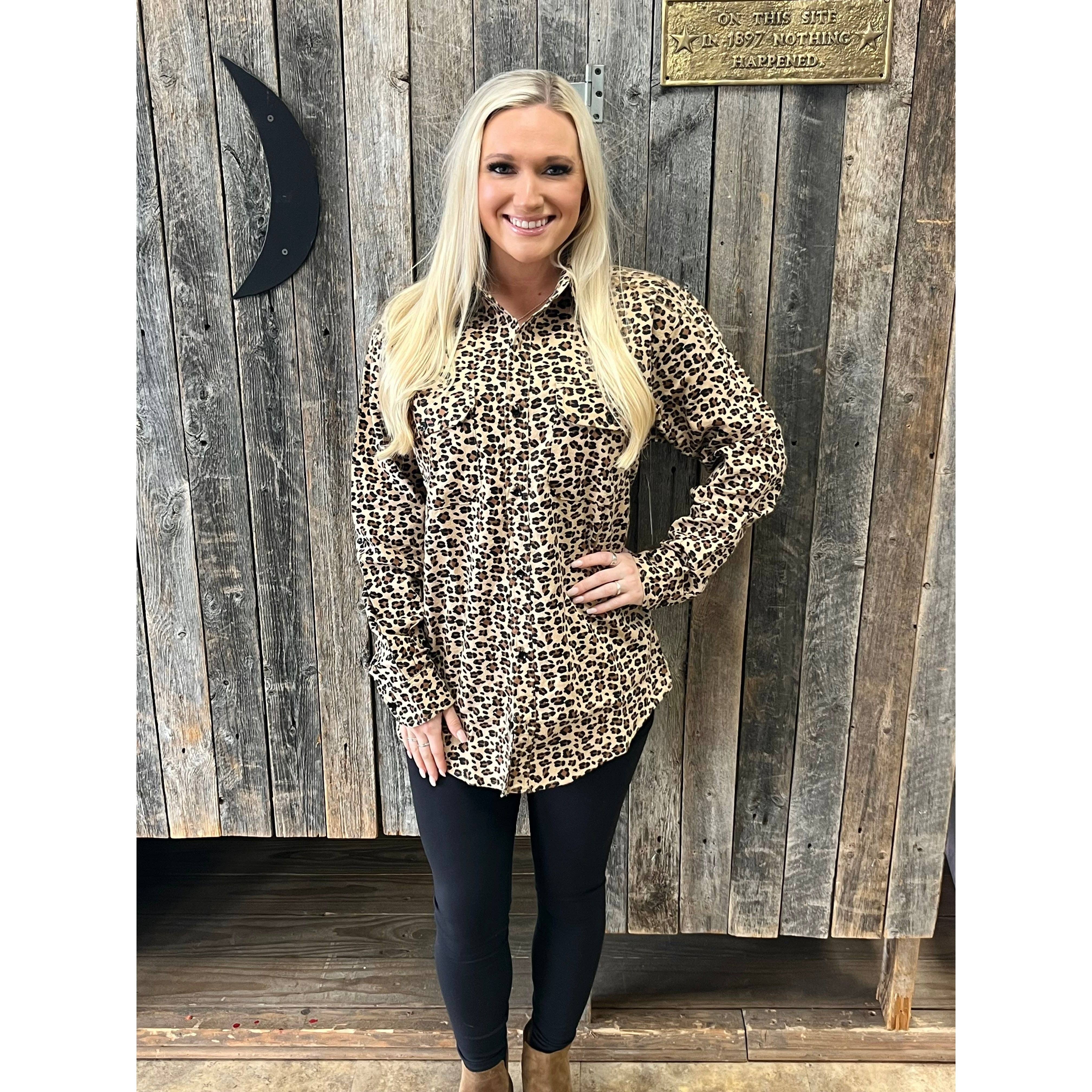 Spirit to a Tee - Wholesale Button Down Shirt - Women's - Animal Print Flannel1