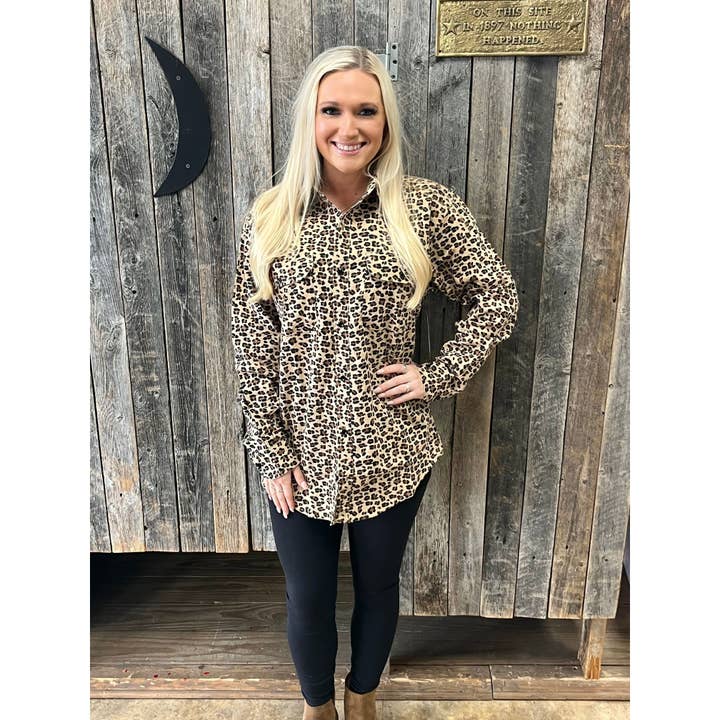 Spirit to a Tee - Wholesale Button Down Shirt - Women's - Animal Print Flannel1