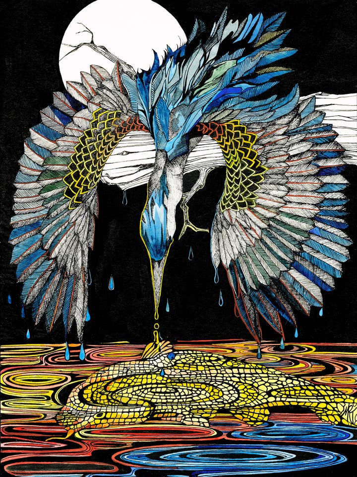 Tarjeta de Martín Pescador y Koi para venta al por mayor de Mattie Rose Art