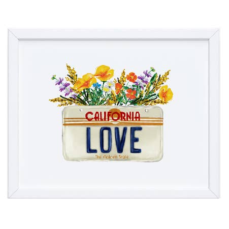 California Love License Plate - Wildflowers Art Print for wholesale by doodles.ink.