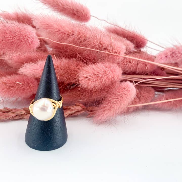 Elise Marie DeSigns - Wholesale Cocktail/Statement Ring - Pearl Wire Wrapped Ring | Freshwater Jewelry | Cultured3