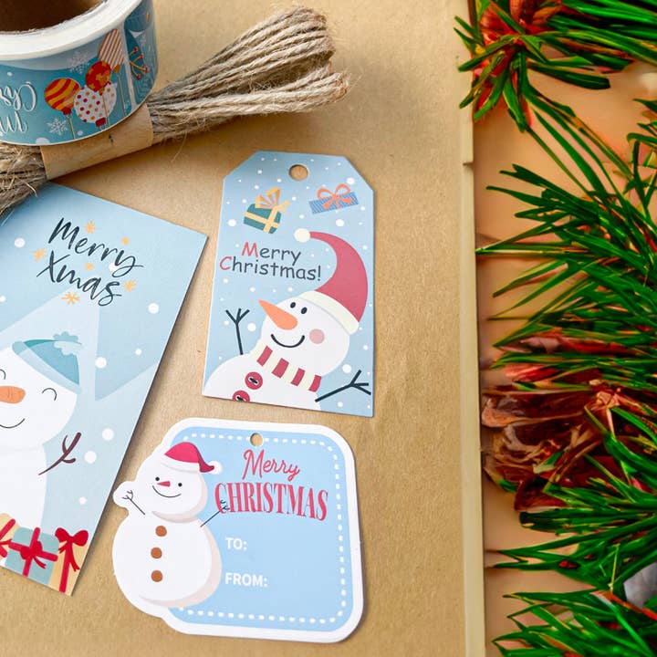Plantish - Wholesale Gift Tag Label - Frosty Blue Christmas Tag, Sticker | Christmas Card & Label