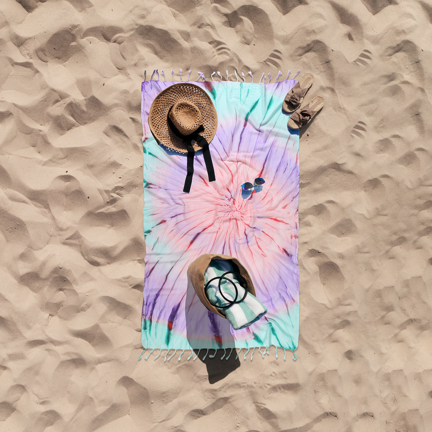 Kikoya - Wholesale Beach Towel - Tie Dye Pestemal Turkish Beach Towel Sand Repellent hand-dye1