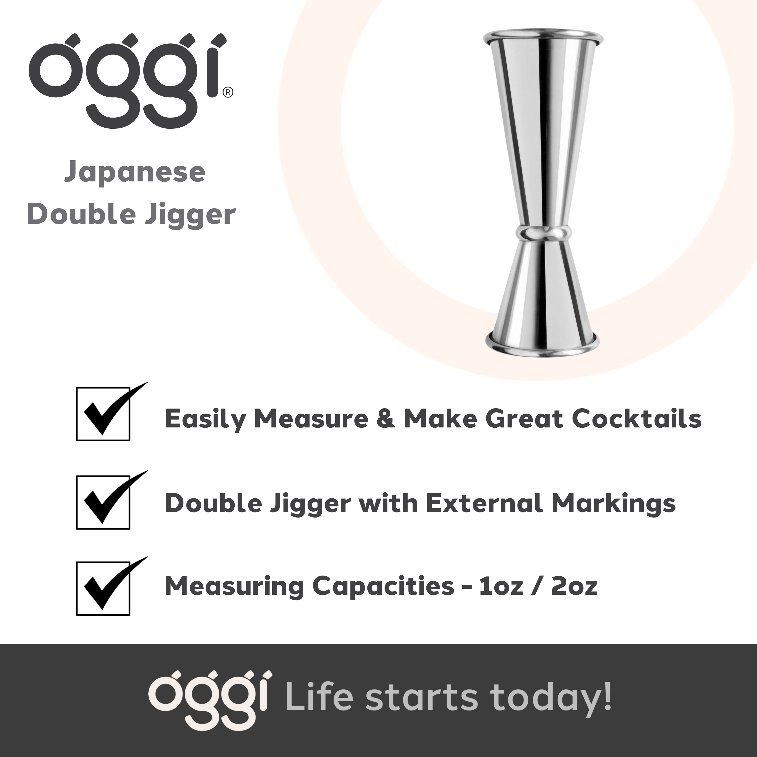 Oggi - Vendita all'ingrosso Bicchierino da liquore - Jigger giapponese - 1oz/2oz, 30ml/60ml5