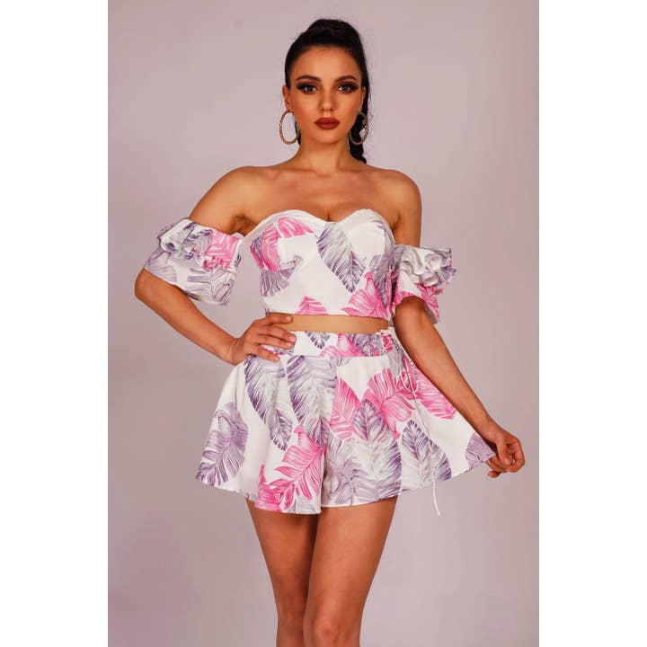 Ensemble haut à épaules dénudées et short pour la vente par Chicways