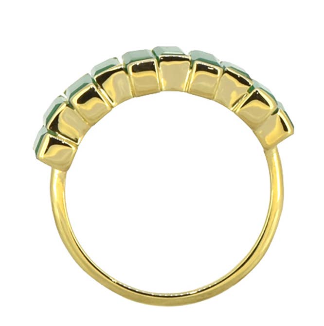 Tiramisu - Vendita all'ingrosso Anelli multipietra - Gioiello a fascia in oro placcato in argento Sterling 925 con onice verde2