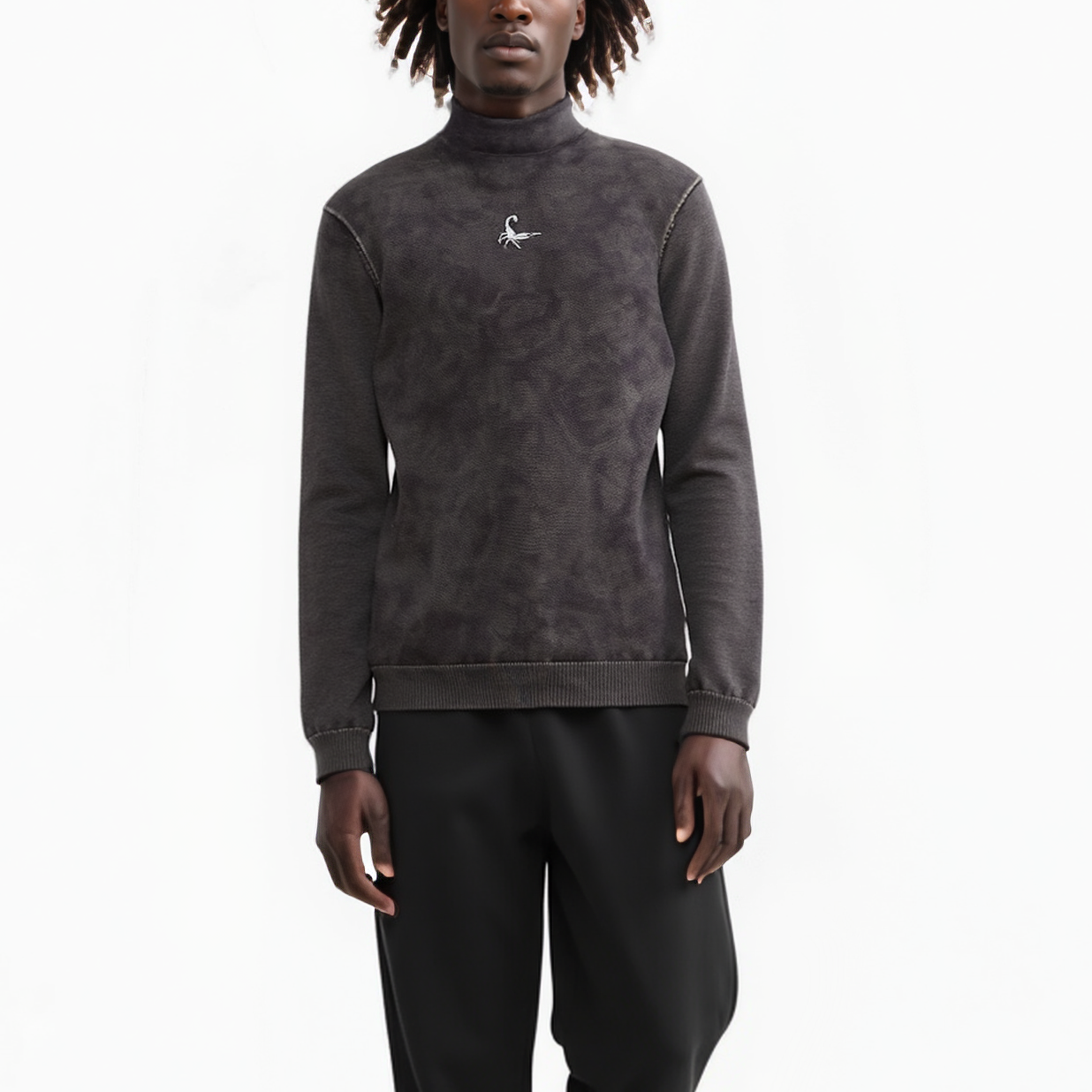 Robin K - Wholesale Knit Sweater - Men's - Men's Scorpion Turtle Neck Sweater in Black0