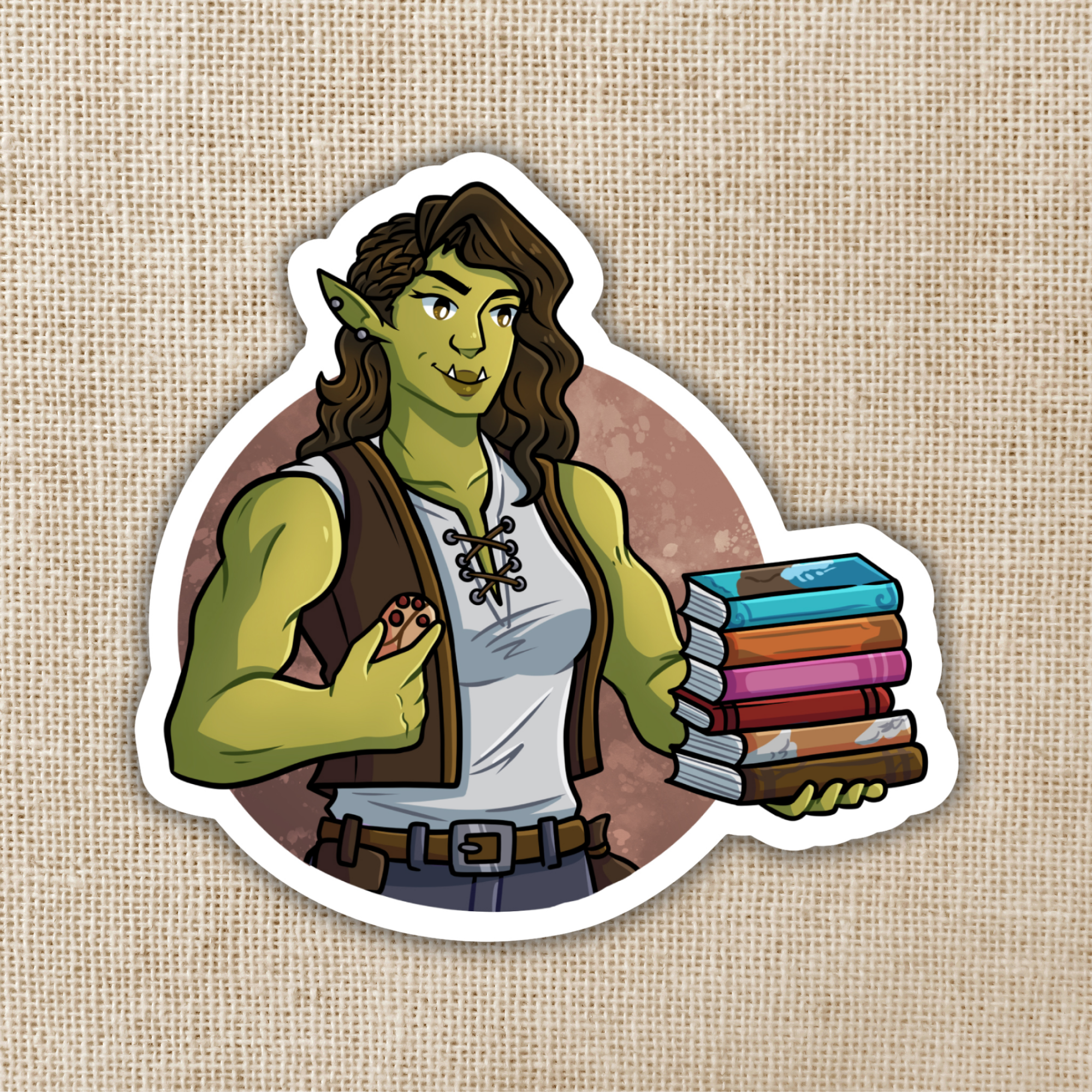 Kingdom of Threads - Wholesale Sticker - Viv with Books Sticker | Bookshops & Bonedust0