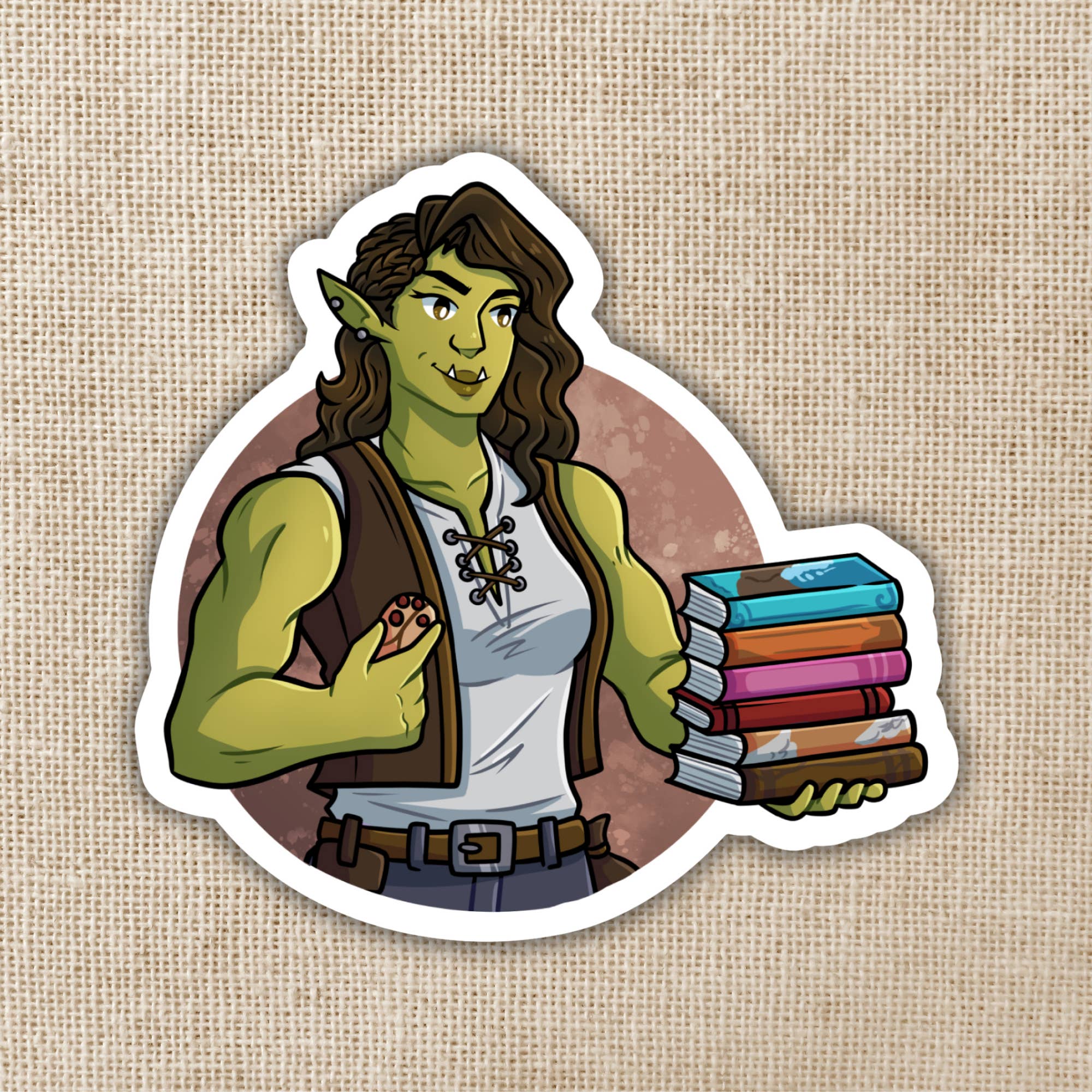 Kingdom of Threads - Wholesale Sticker - Viv with Books Sticker | Bookshops & Bonedust