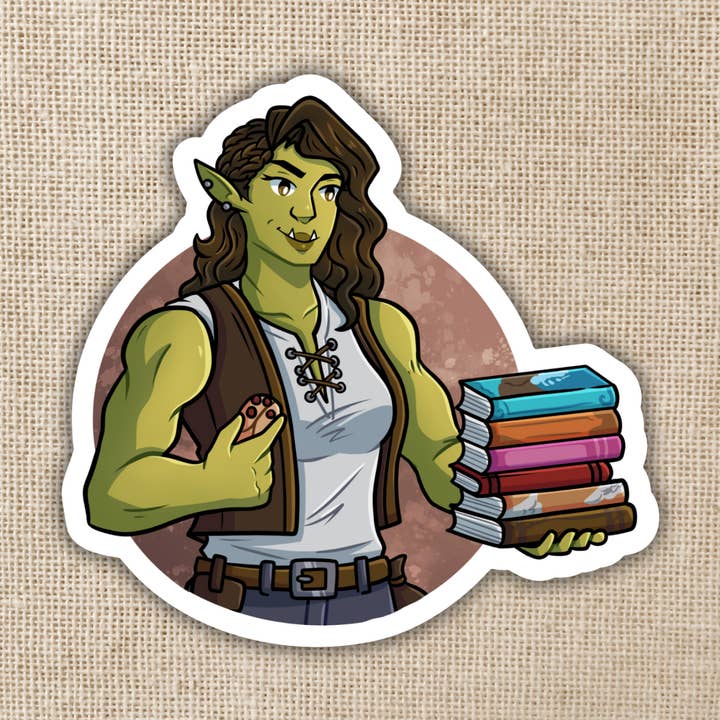 Kingdom of Threads - Wholesale Sticker - Viv with Books Sticker | Bookshops & Bonedust0