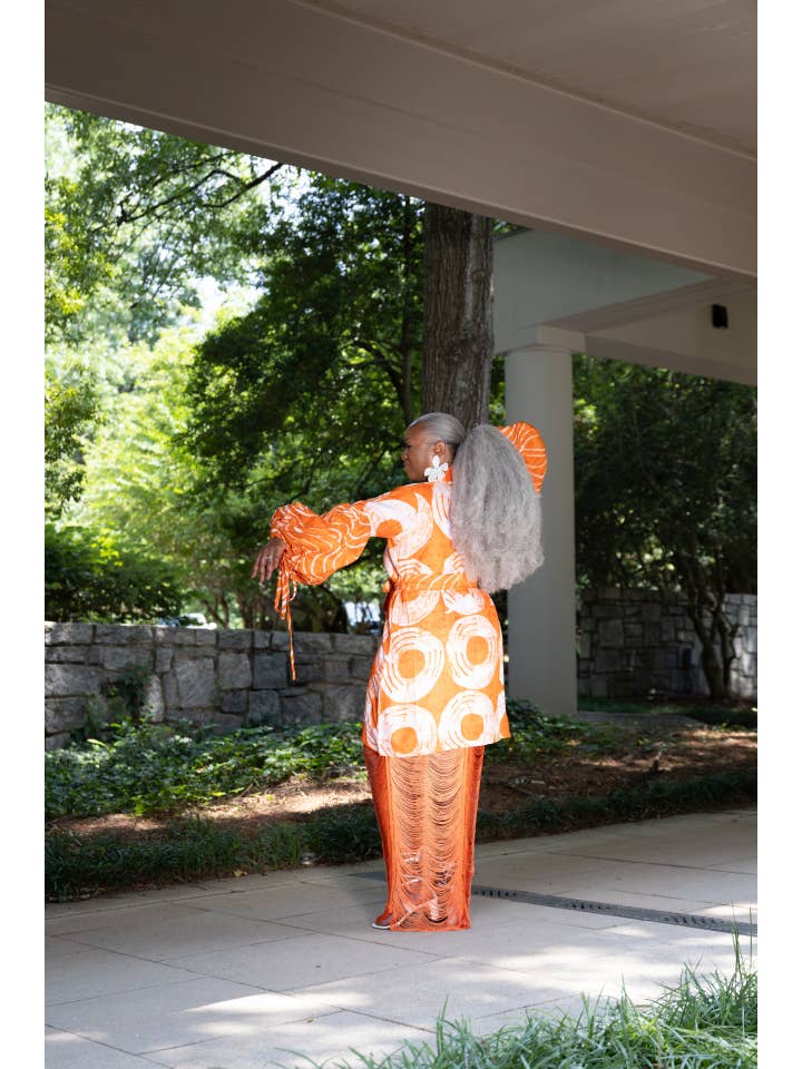 Besida - Wholesale Kimono - Women's - Mafarki Kimono Orange African Print Hand Dyed Jacket Robe4