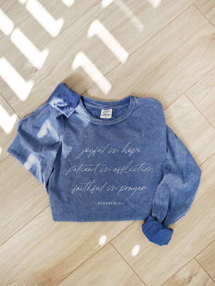 JOYFUL IN HOPE Mineral Washed Long Sleeve Graphic for wholesale by OAT COLLECTIVE