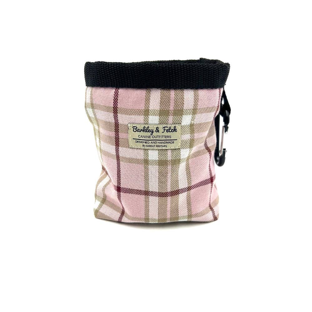 Barkley and Fetch – wholesale Pet treat bag – Dog – Pale Pink Tartan Treat Bag