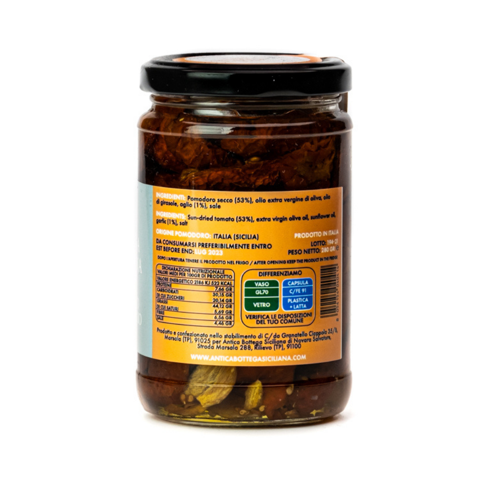 Antica Bottega Siciliana - Wholesale Gedroogde kruiden - Gedroogde tomaat in olie met Nubische knoflook - 280 g1