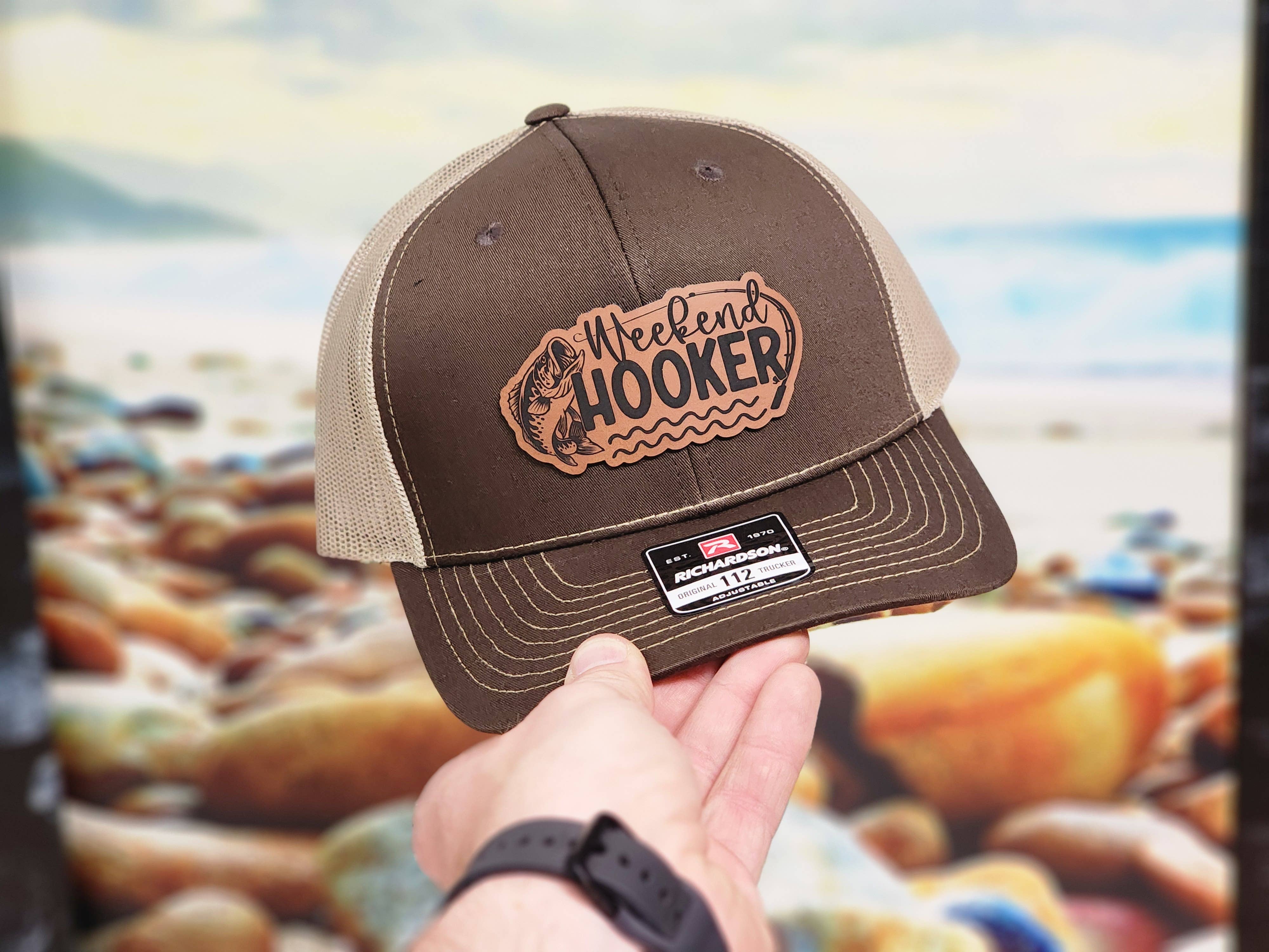 Knot Creatives - Wholesale Trucker Hat - Unisex - Funny Fishing Hat, Brown Weekend Hooker, Richardson 112