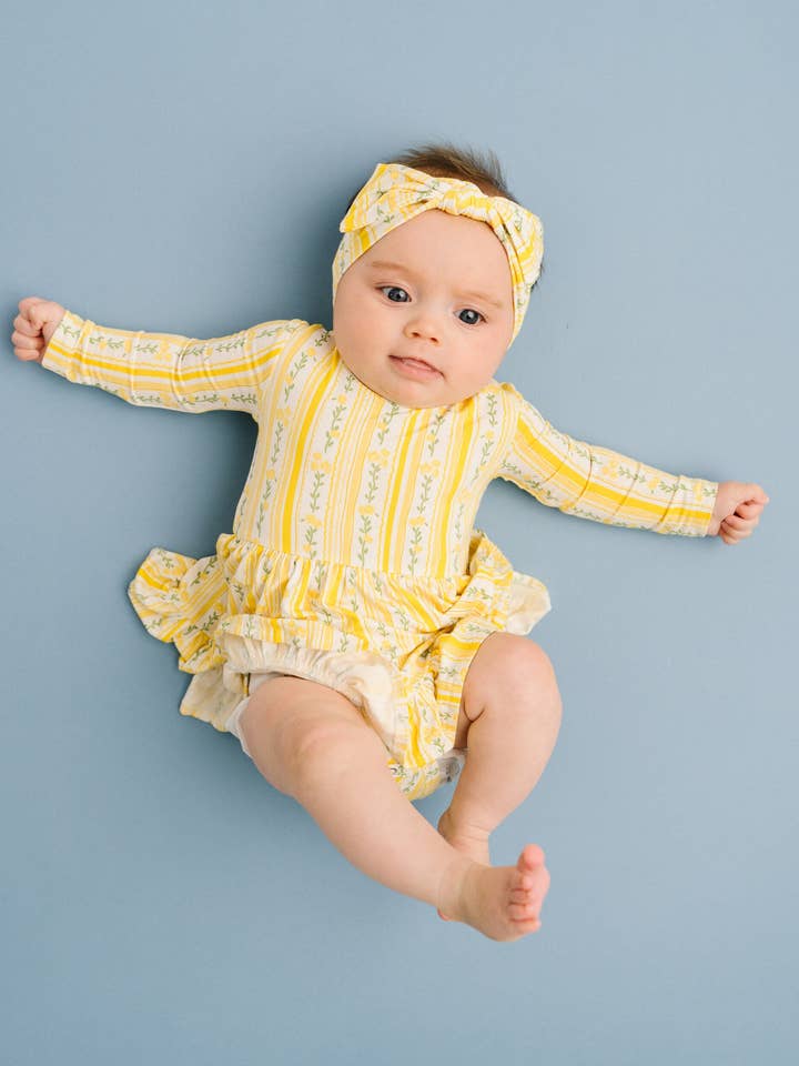 Sunny Meadow Stripe Long Sleeve Bodysuit Bamboo Dress for wholesale by Little One Shop