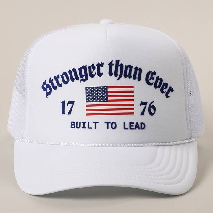 Fashion City - Vente Casquette de camionneur – unisexe - Casquette Trucker en Maille avec Imprimé Drapeau Américain Plus Fort que Jamais19