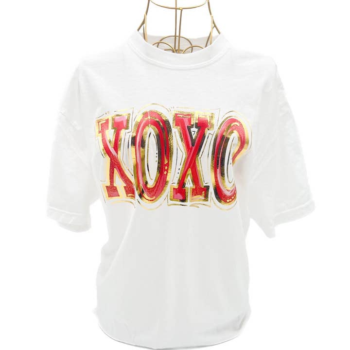 Goldfolie Rotes XOXO T-Shirt - 1055 für den Großhandel von Rachel Brooks Design, LLC