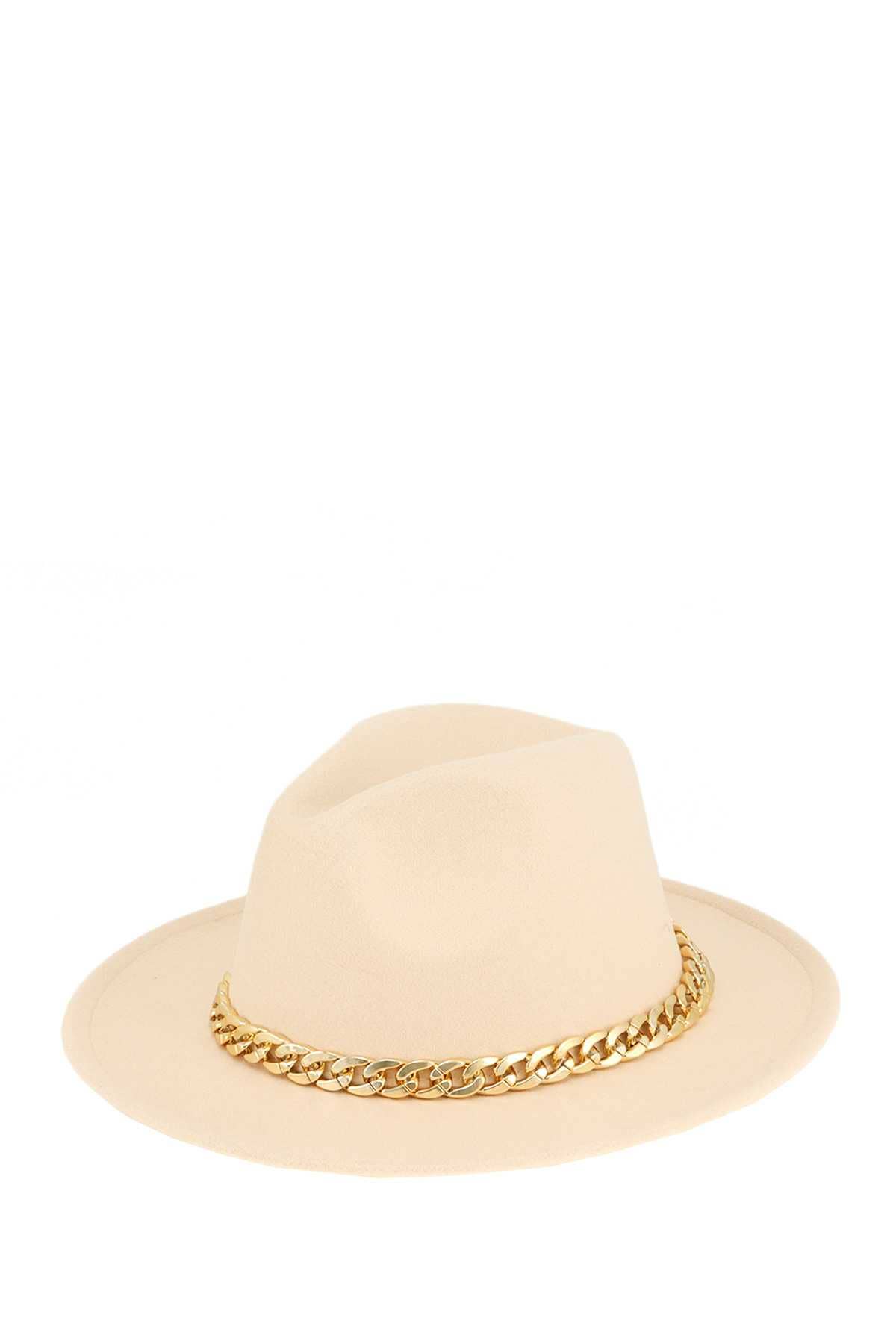anbfashion - Wholesale Fedora - Women's - Cuban Chain Accent Fedora Hat 52020