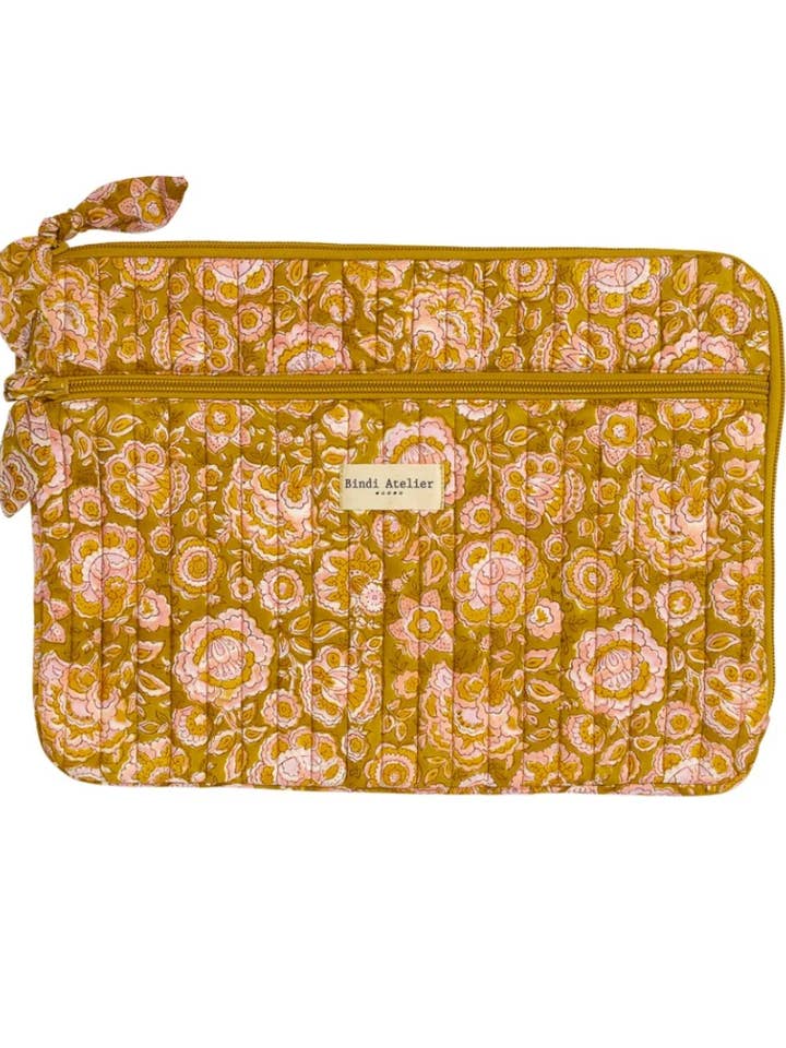 15-inch cotton laptop sleeve - Garda Khaki for wholesale by Bindi Atelier