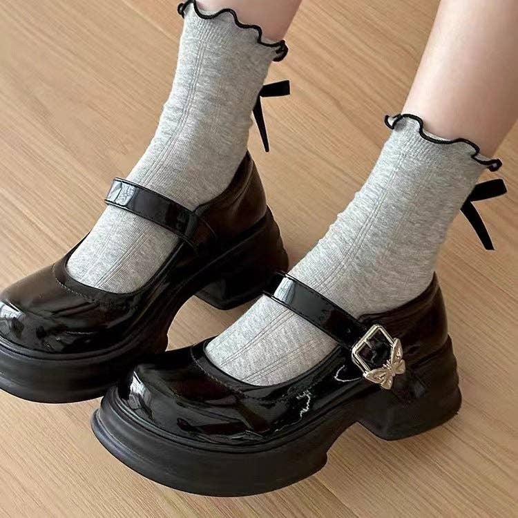 Sweetkama – wholesale Socks – Women's – Ladies Bowknot Color Block Knit Socks SKAS500181