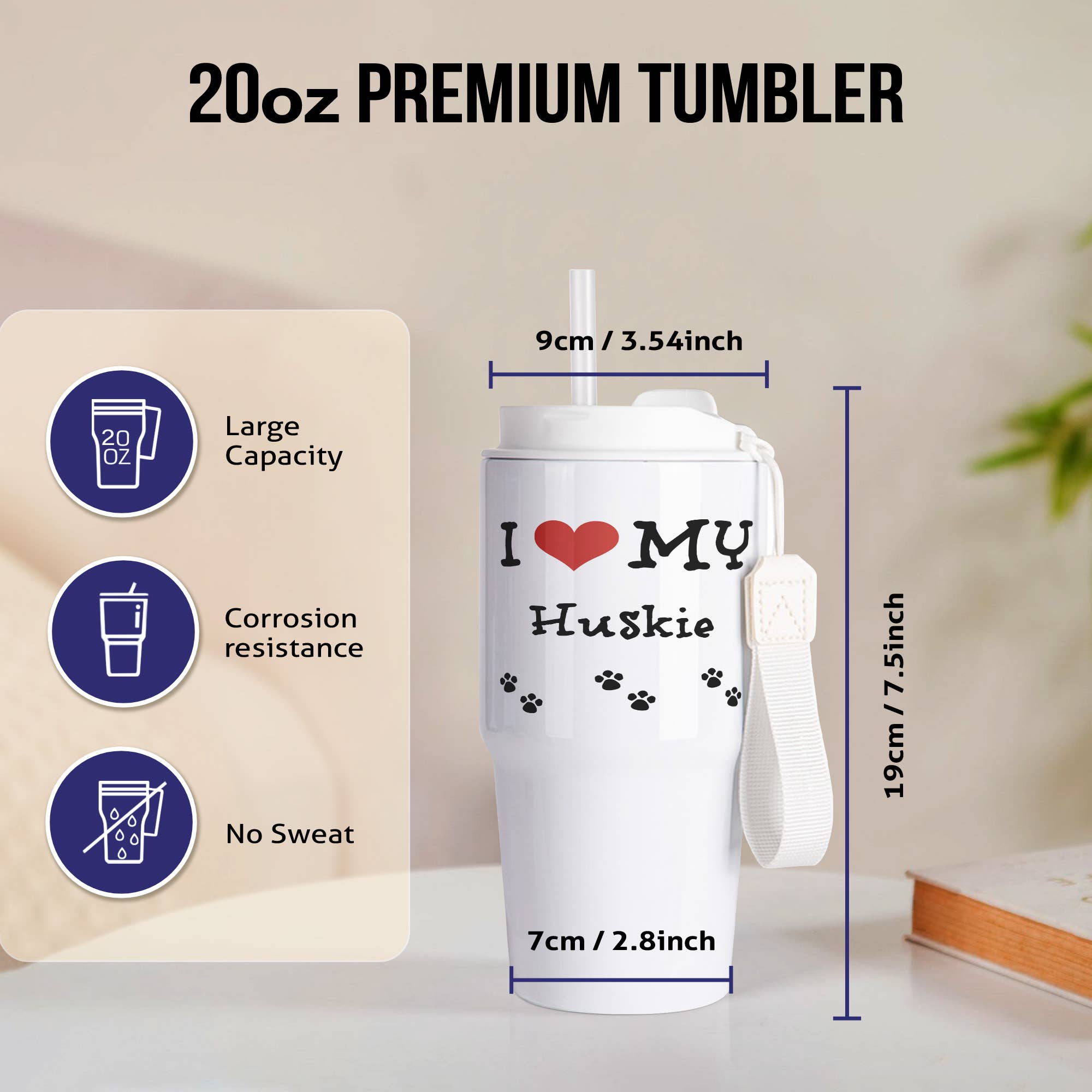 3dRose - Wholesale Insulated Mug/Tumbler - 3dRose, I Love My - Huskie, Tumbler1