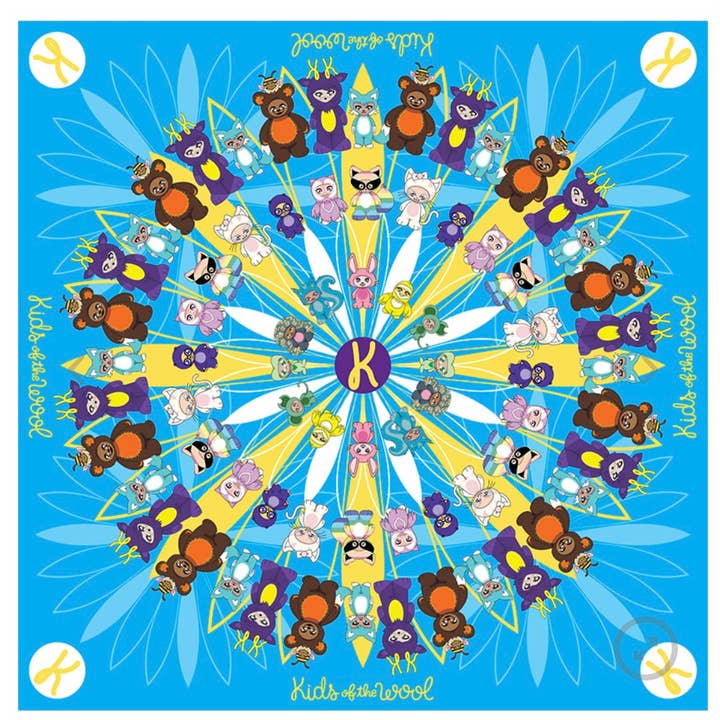 Mandala pattern silk scarf for wholesale by Kids of the wool