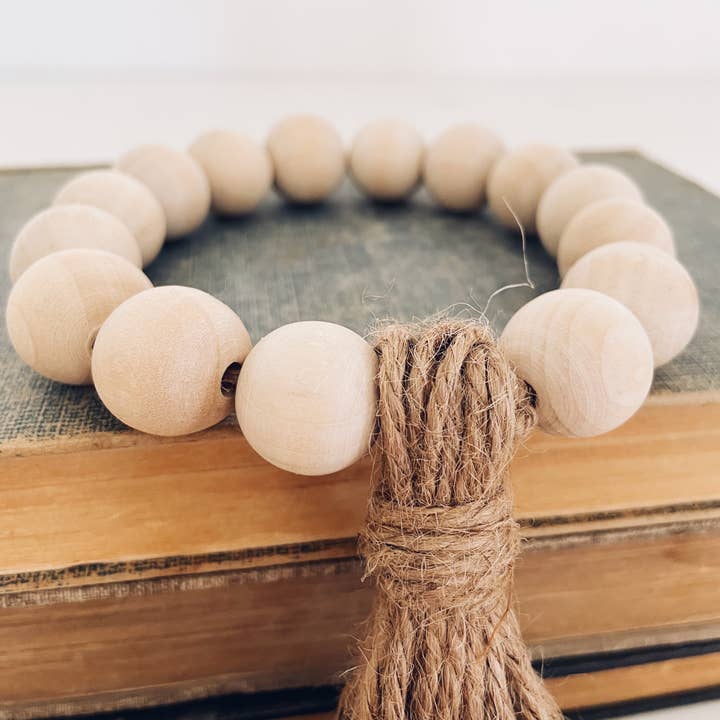 Rustiek - Wholesale Decorative Tabletop Object - Wood bead and tassel decor - medium1