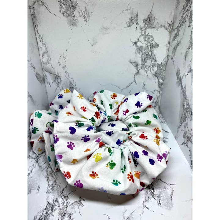 Enchanted Scrunch - Wholesale Scrunchie - Women's - White Colored Paw Print Scrunchie