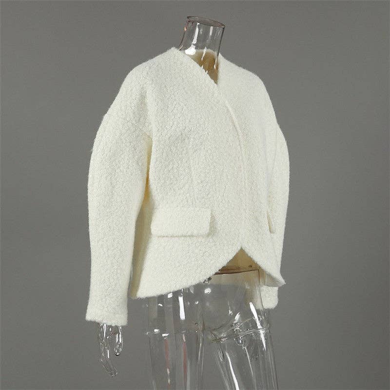 WHITE Thick Solid Wool Coat for wholesale on Faire7