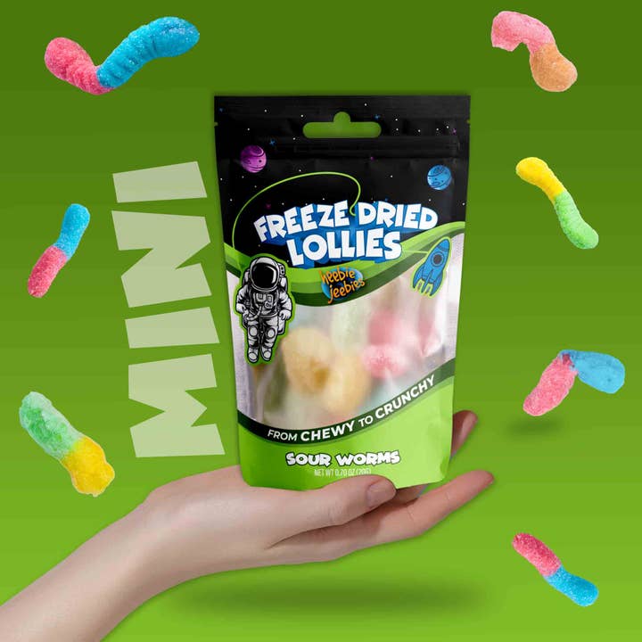 Heebie Jeebies - Wholesale Boiled sweets - Mini Sour Worms Freeze Dried Lollies3