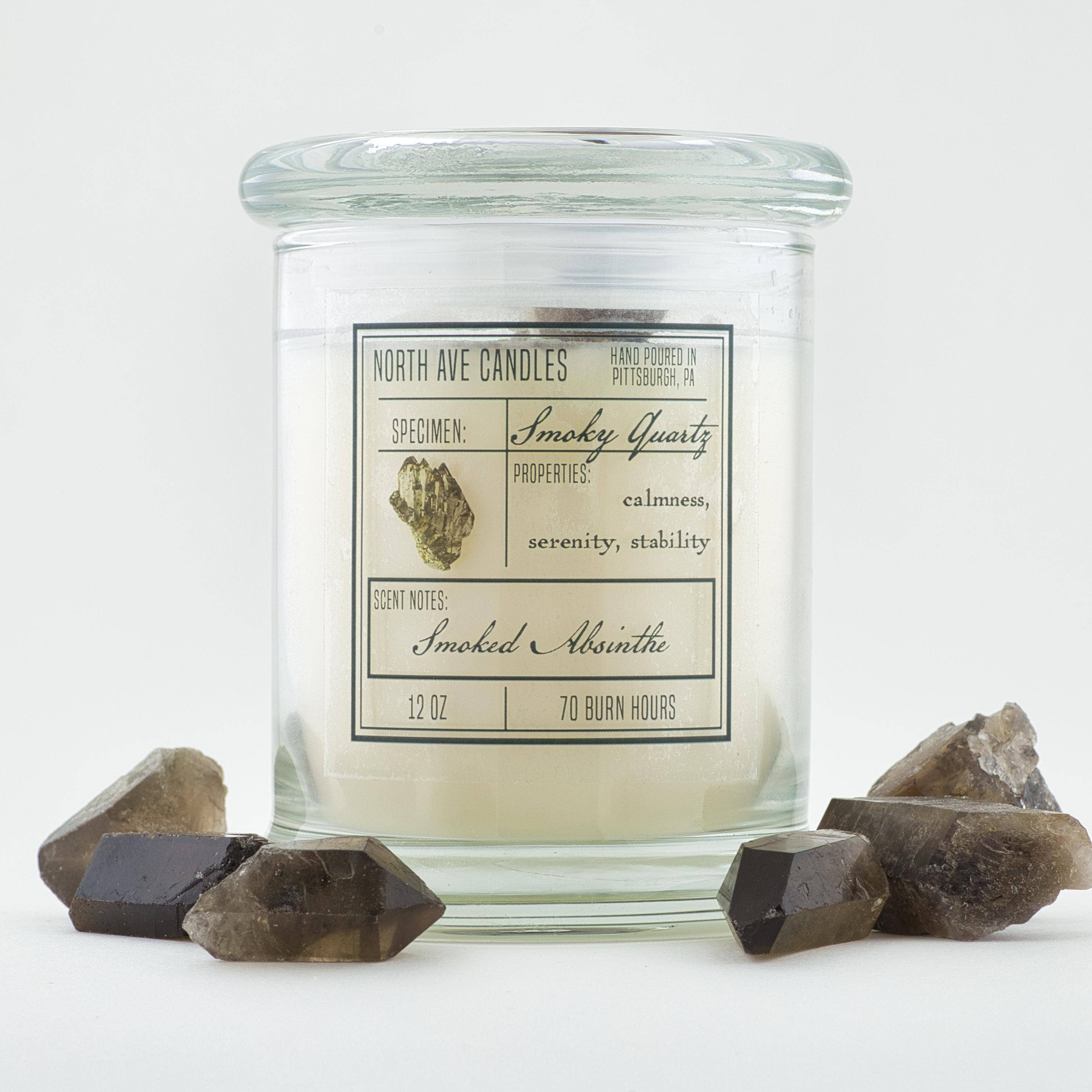 North Ave Candles - Wholesale Jar/Filled Candle - Crystal Candle / Smoky Quartz | Smoked Absinthe2