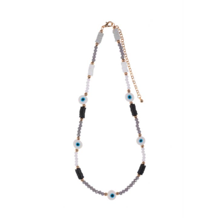 Eye Play Gray Beaded Pearl Necklace for wholesale by Miami Chains & Co.