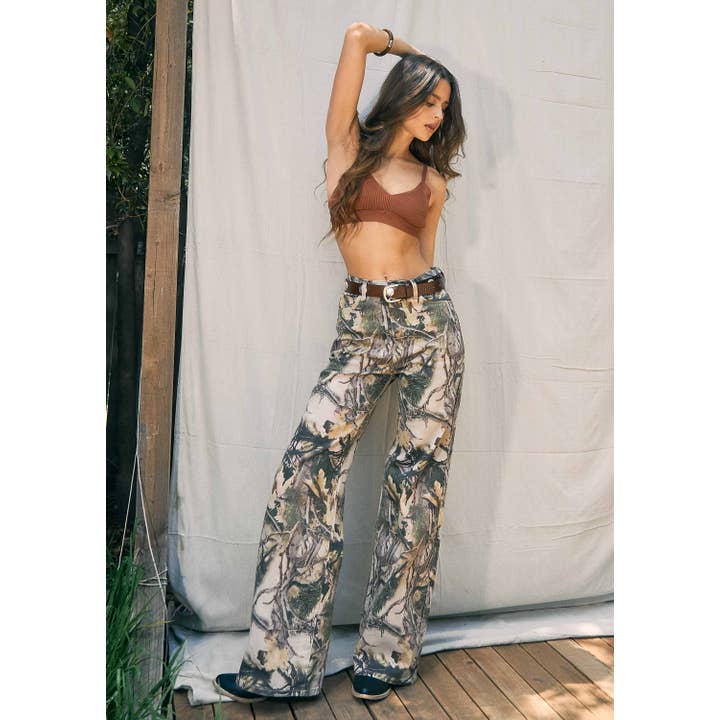 High-Rise Camo Print Wide Leg Jeans and other Purchase Wholesale leaf camo. Free Returns & Net 60 Terms on Faire trending on Faire.