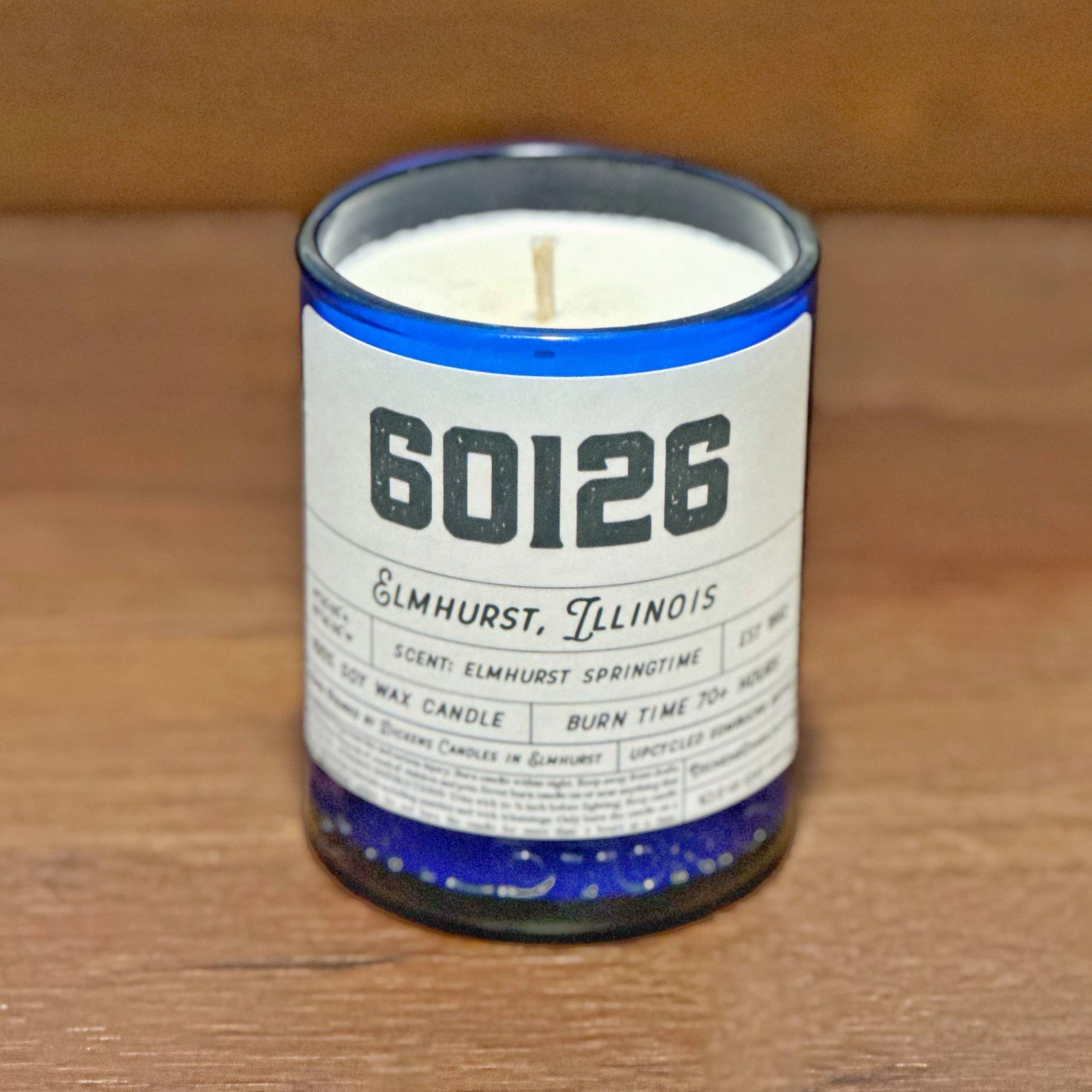 Dickens Candles - Wholesale Jar/filled candle - CUSTOM Zip Code Candle - Upcycled Large Cobalt Blue Bottle
