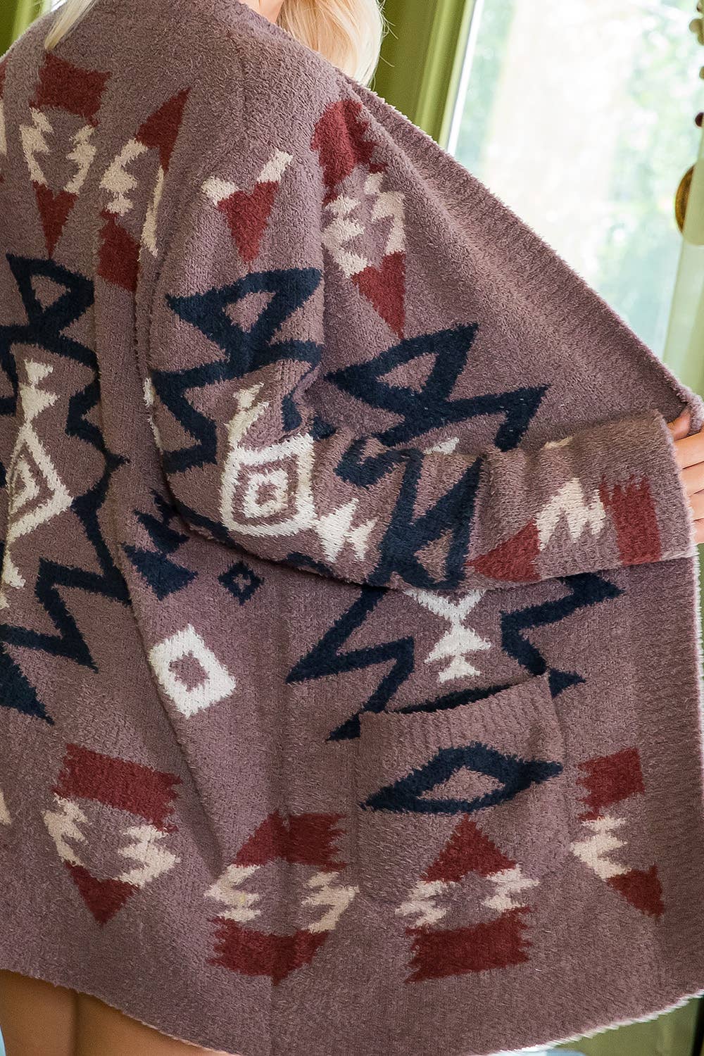 Sweet Lovely by Jen - Wholesale Cardigan - Women's - SUPER SOFT COZY KNIT AZTEC PRINT CARDIGAN 17