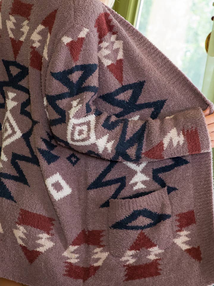 Sweet Lovely by Jen - Wholesale Cardigan - Women's - SUPER SOFT COZY KNIT AZTEC PRINT CARDIGAN 17