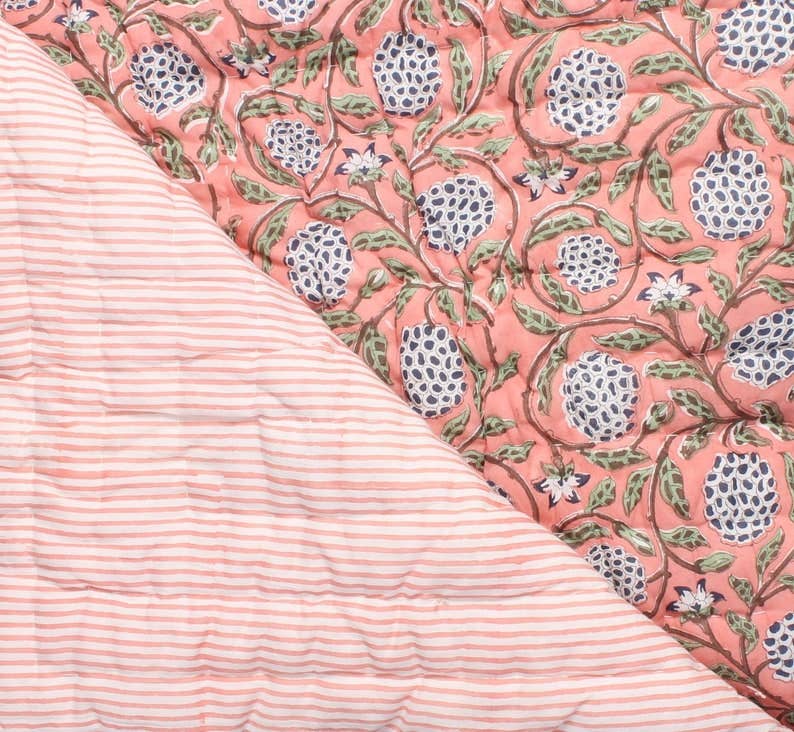 Fabricrush - Vente Courtepointe - Plaid en coton imprimé au bloc 100 % coton fait main - Couverture de Pâques1