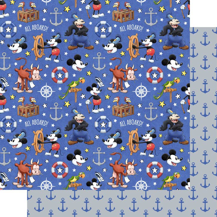 Steamboat Willie Collection Anchors Away 12 x 12 Double-Sided Scrapbook Paper by SSC Designs - 15 Pack for wholesale by SSC Wholesale