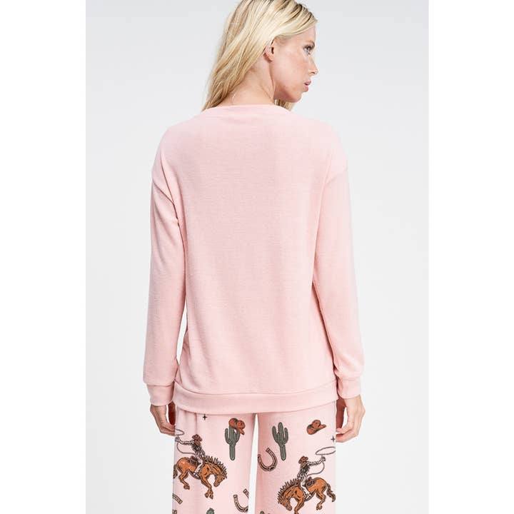 Phil Love - Wholesale Lounge Set - Women's - Cowgirl cactus print soft brushed loungewear set 11