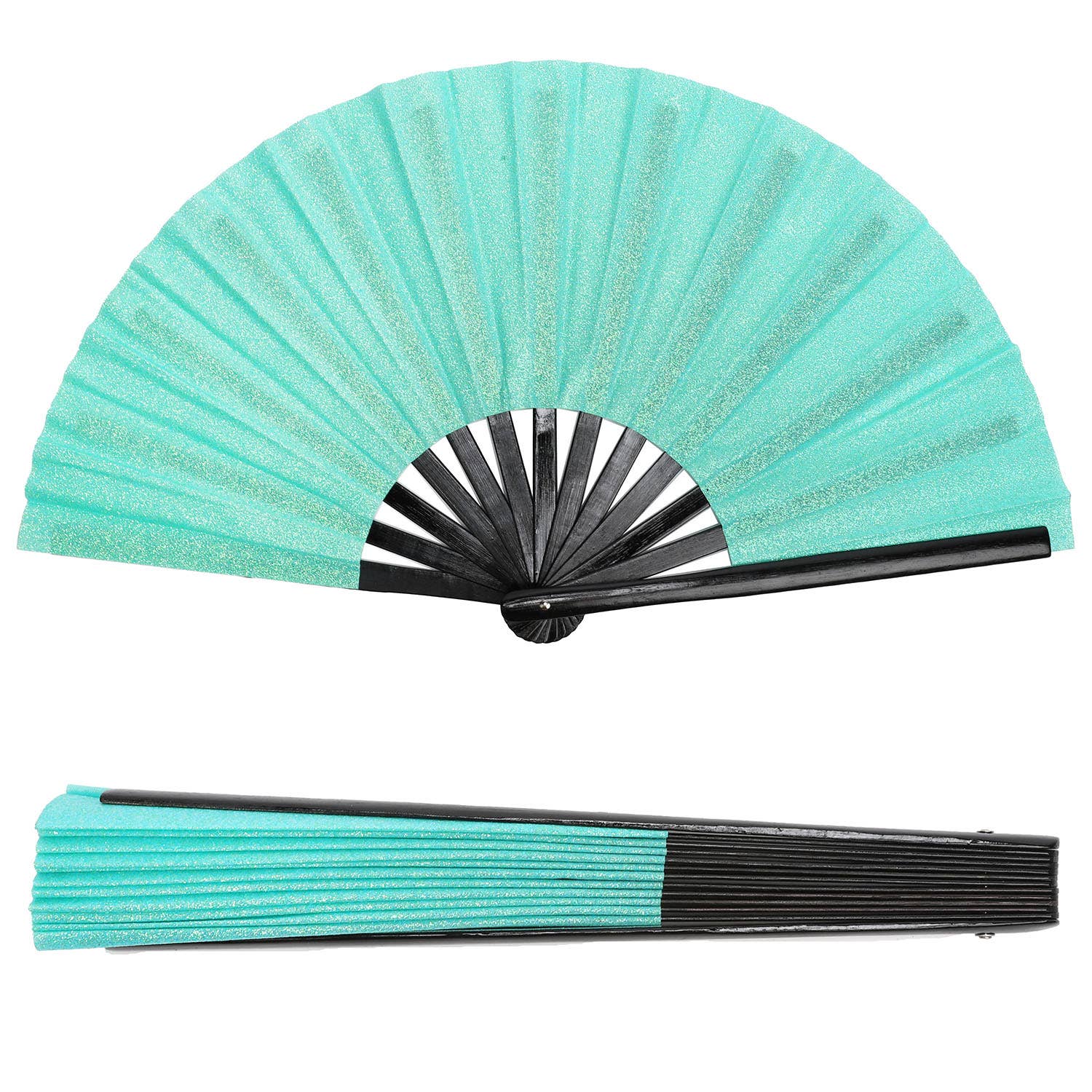 SP Sophia Collection - Wholesale Handheld Folding Fan - Glittered Nylon Fabric Folding Hand Fan5