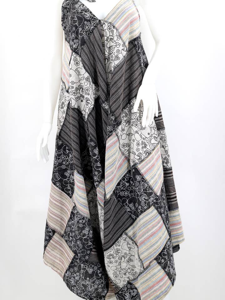 Himalaya Handmade - Wholesale Overalls - Women's - Cotton Hippie Handmade Patchwork Wide Leg Mushroom Print Bohemian Overalls1