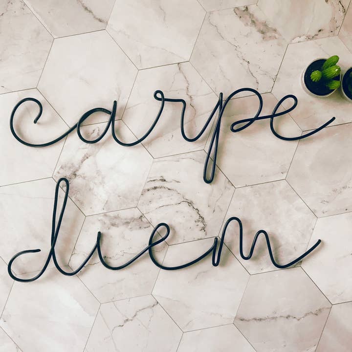 Wonder Wire Design – wholesale Skylt – CARPE DIEM Wire Väggskylt | Trådord | Wire Word Sign | Anpassade trådord | Trådskylt | Vägghängning | Inspirerande väggdekor