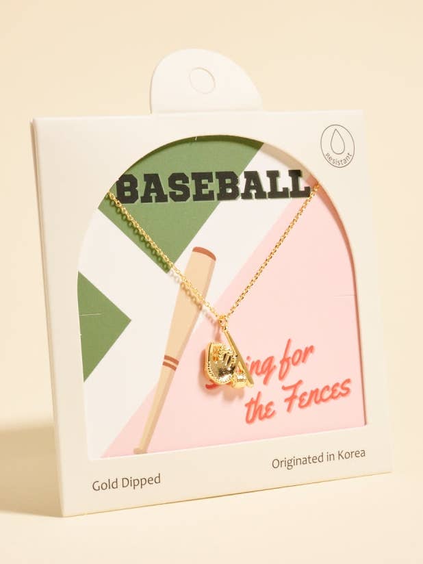 18K Gold Dipped Baseball Bat and Glove Necklace for wholesale by Designature New York