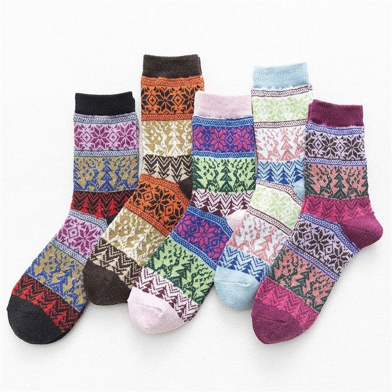 COMME SUR LA PHOTO Chaussettes mi-mollet imprimées confortables et respirantes (ensemble de cinq paires) en vente sur Faire0