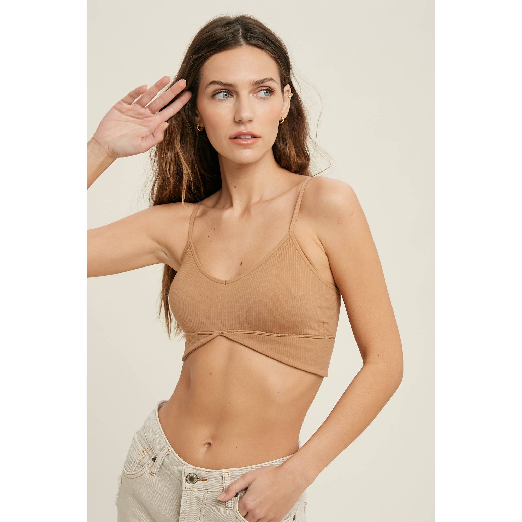 Wishlist Apparel - Wholesale Bralette - Women's - RIBBED SEAMLESS BRALETTE WITH DETAIL / WL22-66225