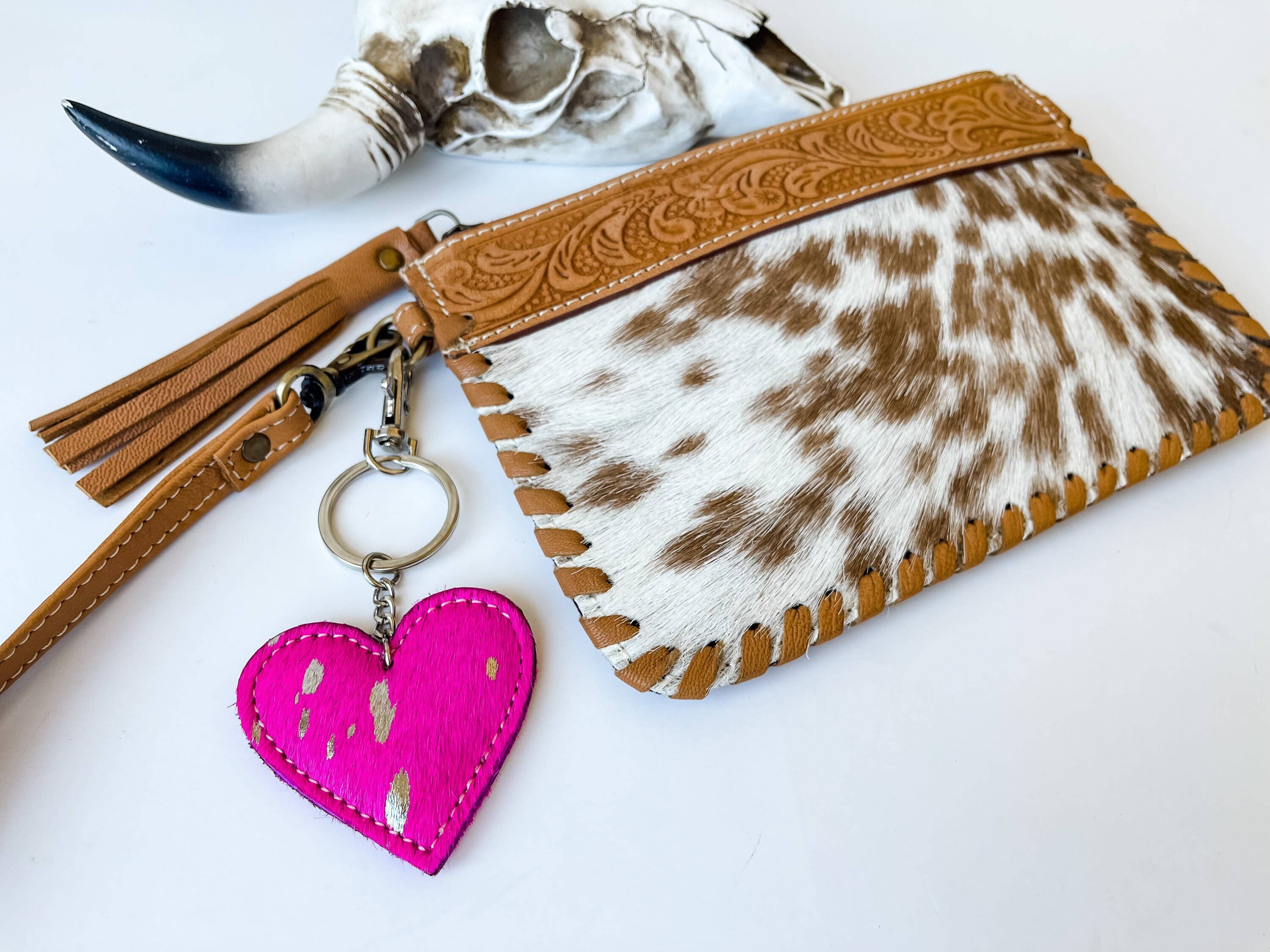 Boho Ranch Shop - Wholesale Keychain - Women's - Western Heart Cowhide Hairon Keychain10
