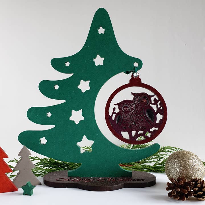 Trä julgran | Uggla par för wholesale av Wood Art Shop