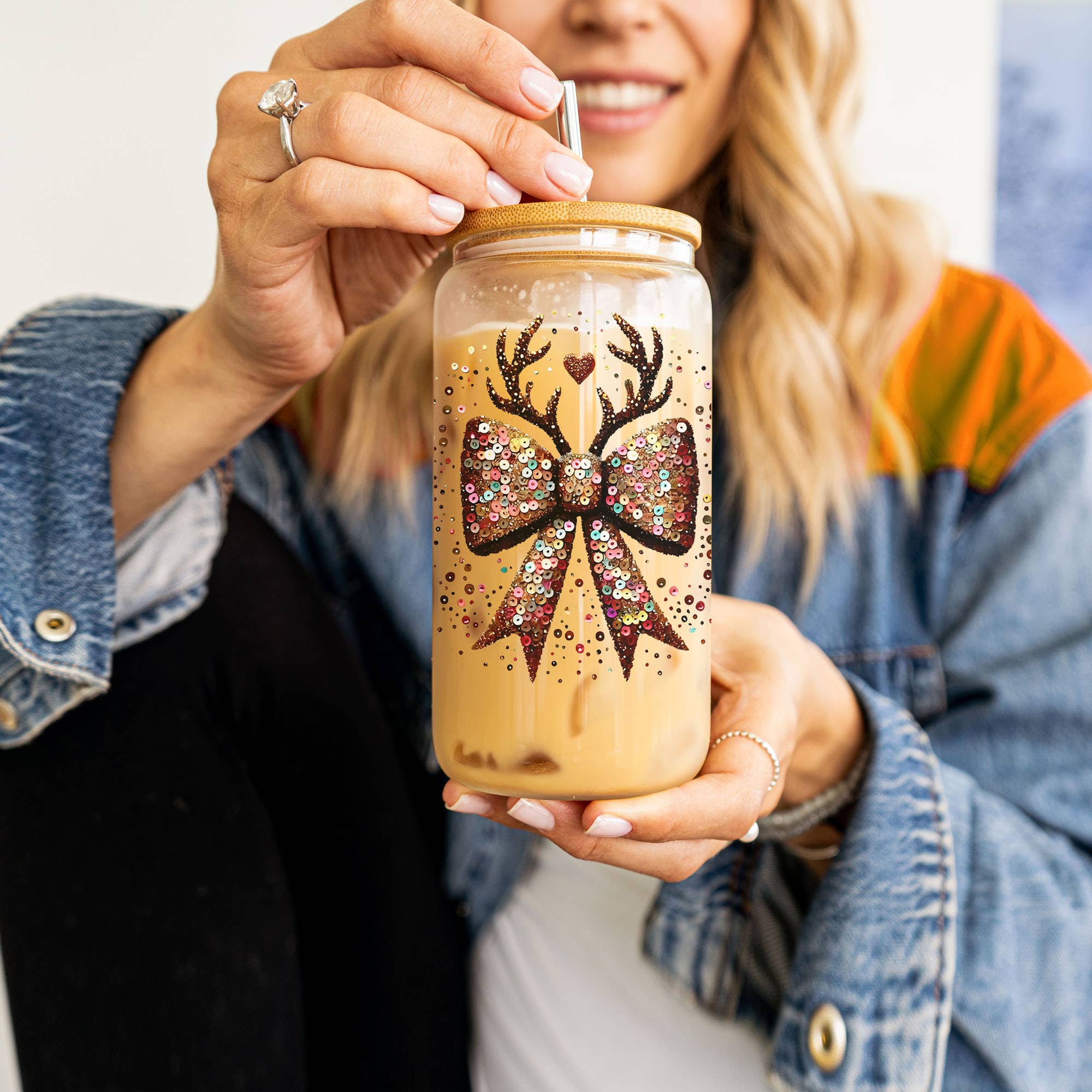 Gia Roma - Wholesale Drinking Glass/Cup - Vintage Christmas Glass Cups with Straw, Kitchen Decoration139